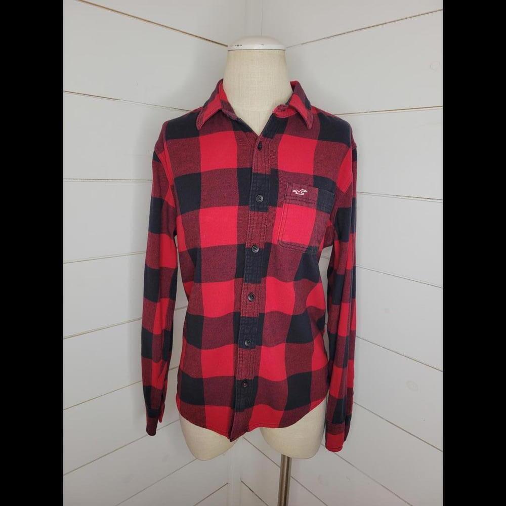 Y2K Hollister small red and black buffalo plaid flannel shirt